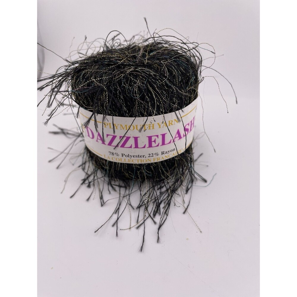 Plymouth Yarn Dazzlelash Black Color 107 Lot 004 New 2 Skein Lot